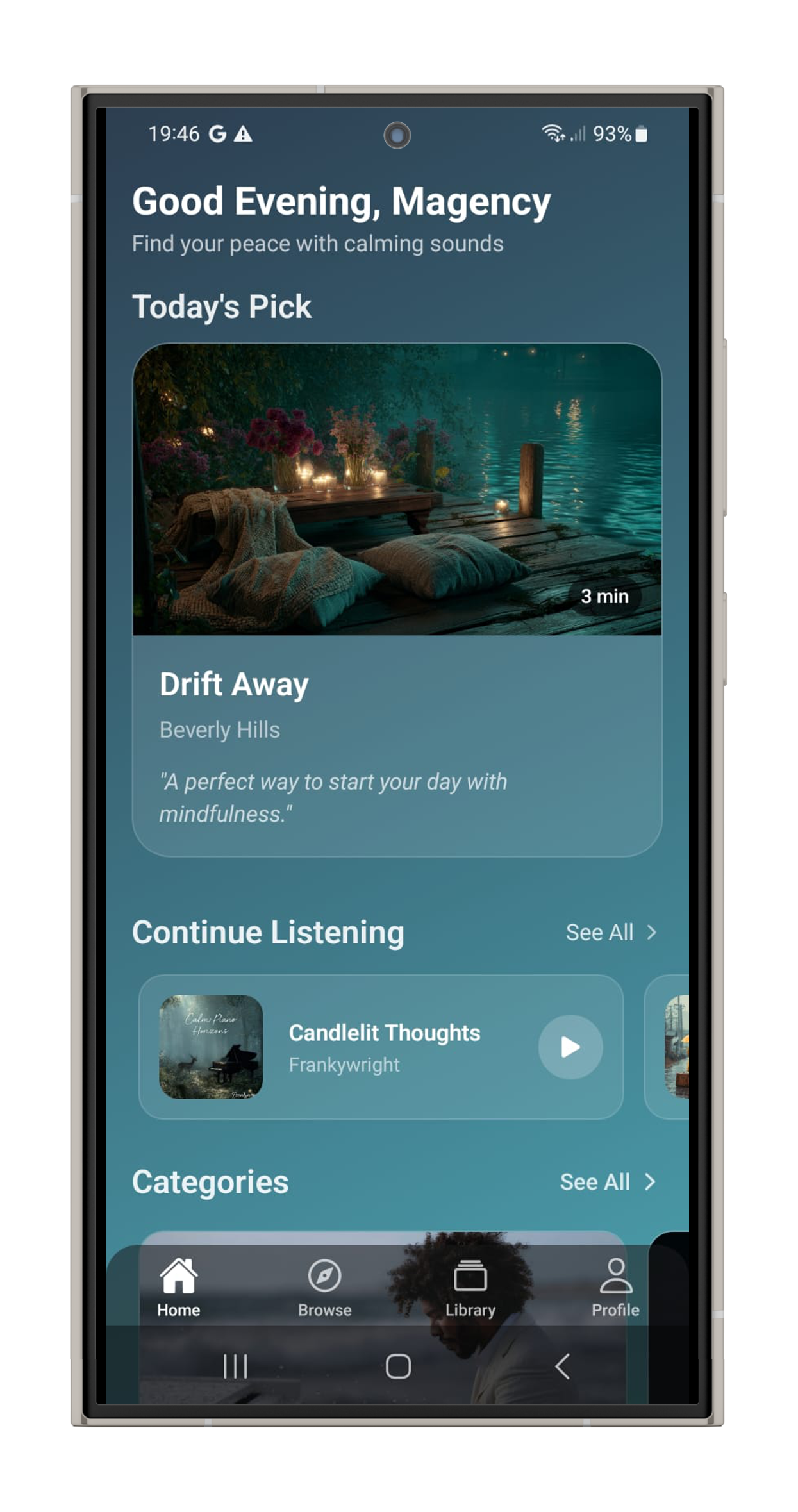 Calming Galaxy home screen