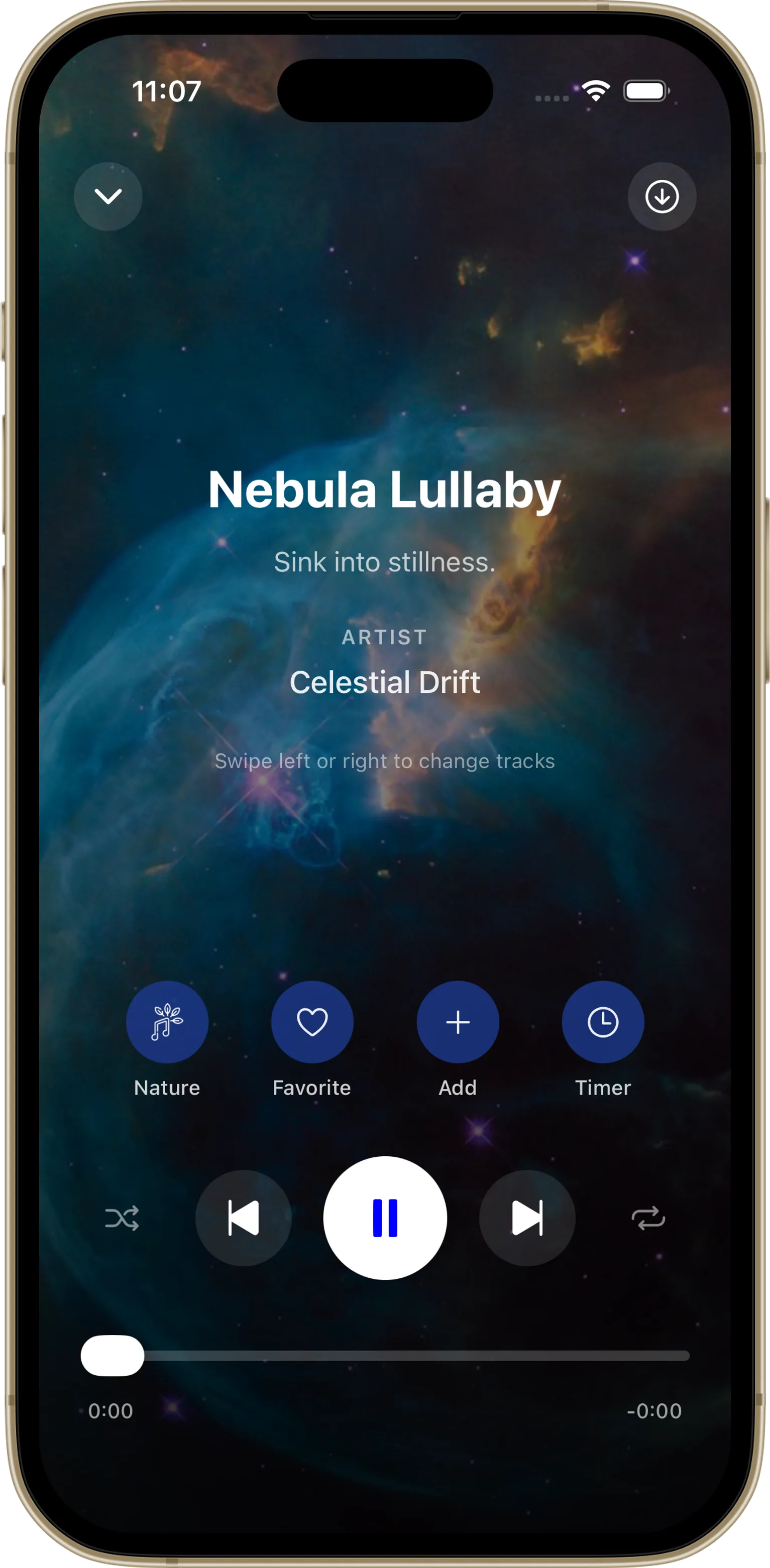 Calming Galaxy now-playing screen